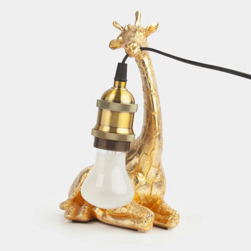 Светильник настольный, 16х11х25 см, полирезин, золотистый, Жираф, Giraffe