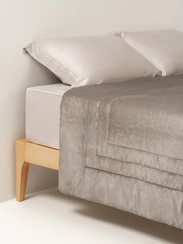 Төсек жапқыш, 240х260 см, сырылған, барқыт/микрофибра, қоңыр, жақтау, Stitch velvet, image-4