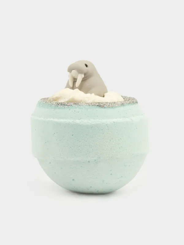 Бомбочка для ванны, 130 гр, с игрушкой, голубая, Маршмеллоу, Морж, Aquatic animals, image-1