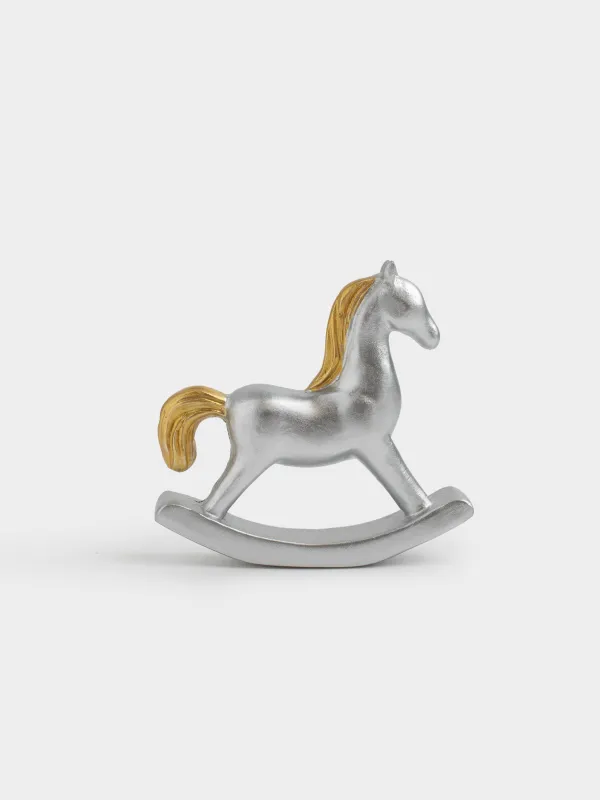Статуэтка, 8 см, полирезин, серебристая, Лошадка-качалка, Horse silver, image-1