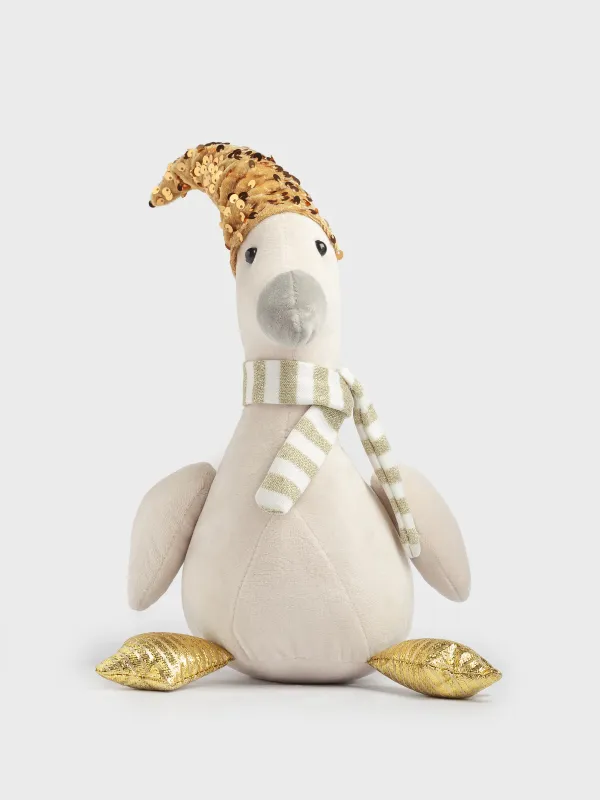 Ойыншық, 35 см, жұмсақ, полиэстер, сарғылт-қоңыр-алтын, Қалпақ киген қаз, Goose, image-0