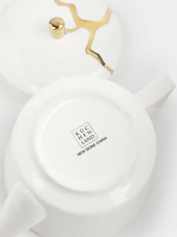 Шайнек, 700 мл, фарфор N, ақ-алтын, Кинцуги, Revival, image-5