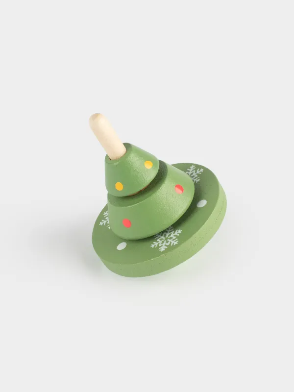 Игрушка, 6х5 см, дерево, зеленая, Юла, Kiddy, image-2