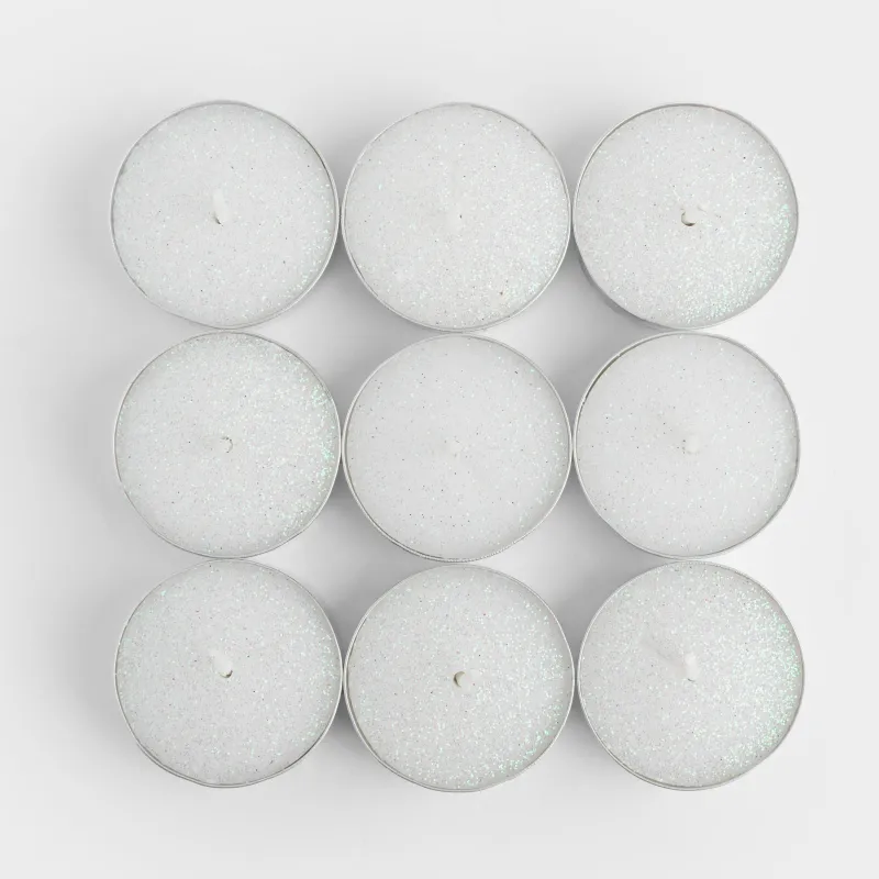 Свеча чайная, 4 см, 9 шт, белая, Metallic glow, image-1