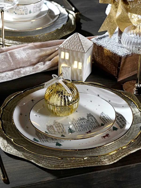 Статуэтка с подсветкой, 12 см, фарфор P, бело-золотистая, Дом, House shape, image-5