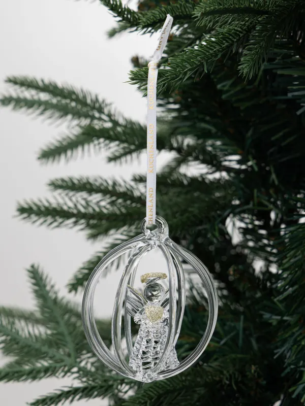 Шырша ойыншығы, 8 см, шыны, алтын, Шар ішіндегі періште, Ball shape, image-2