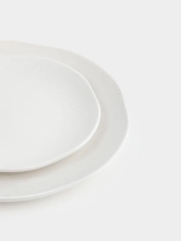 Ас сервизі, 6 адам, 18 зат, керамика, сүт түстес, дақты, Жиегі тегіс емес, Demicile light, image-3