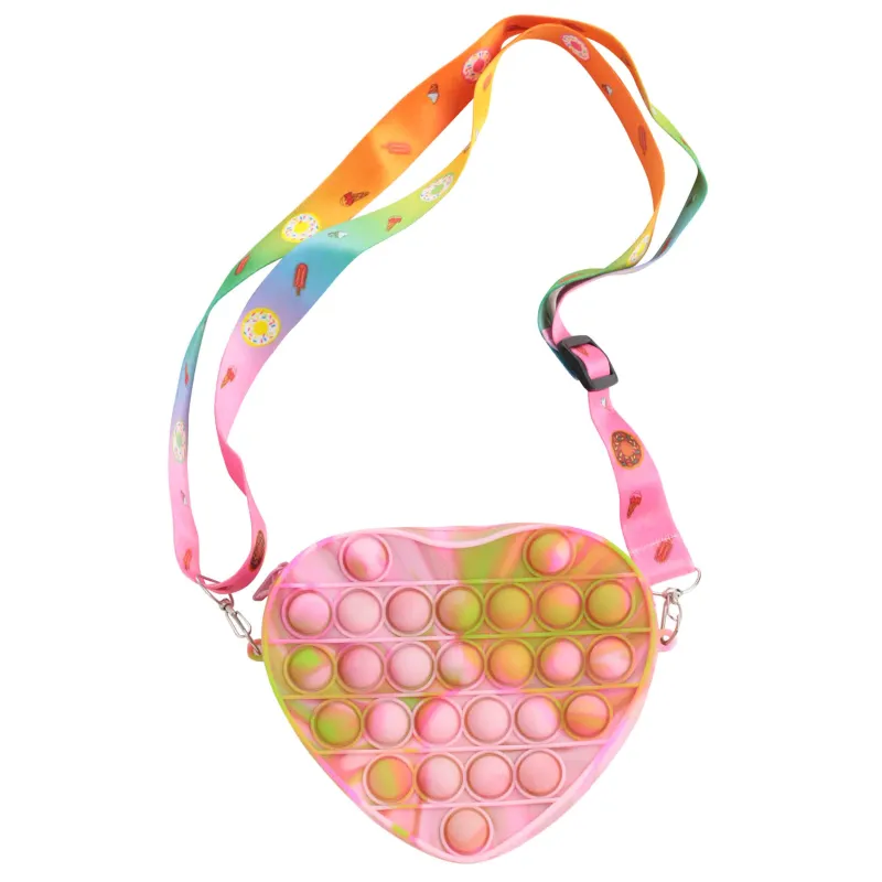 Ойыншық-стресске қарсы Pop-it, 15 см, силикон, түсті, сөмке жүрек, Поп-it, image-3