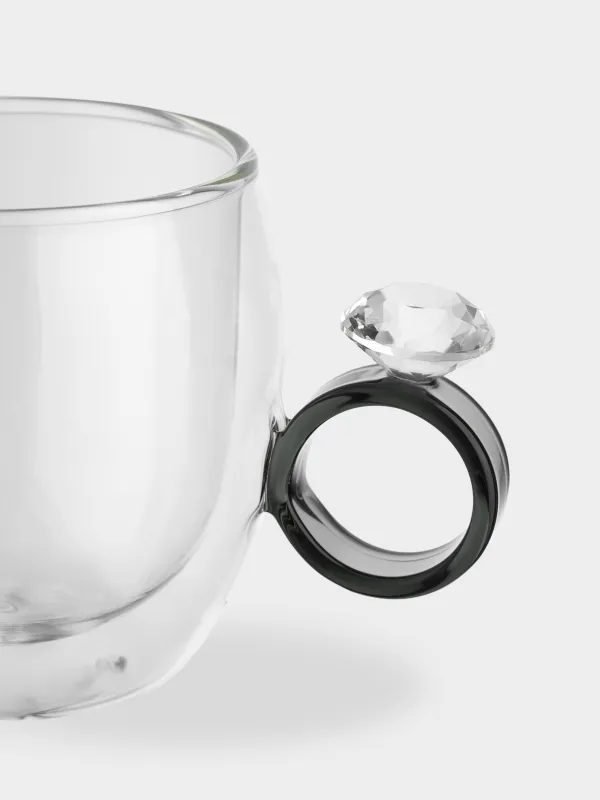 Кружка, 300 мл, стекло Б, серая ручка, Бриллиант, Air shape, image-2