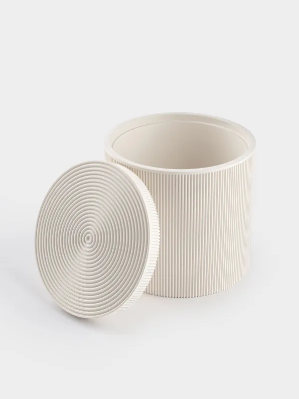 Жуынатын бөлмеге арналған қорап, 10 см, полирезин, сүт түстес, White stripes, image-2