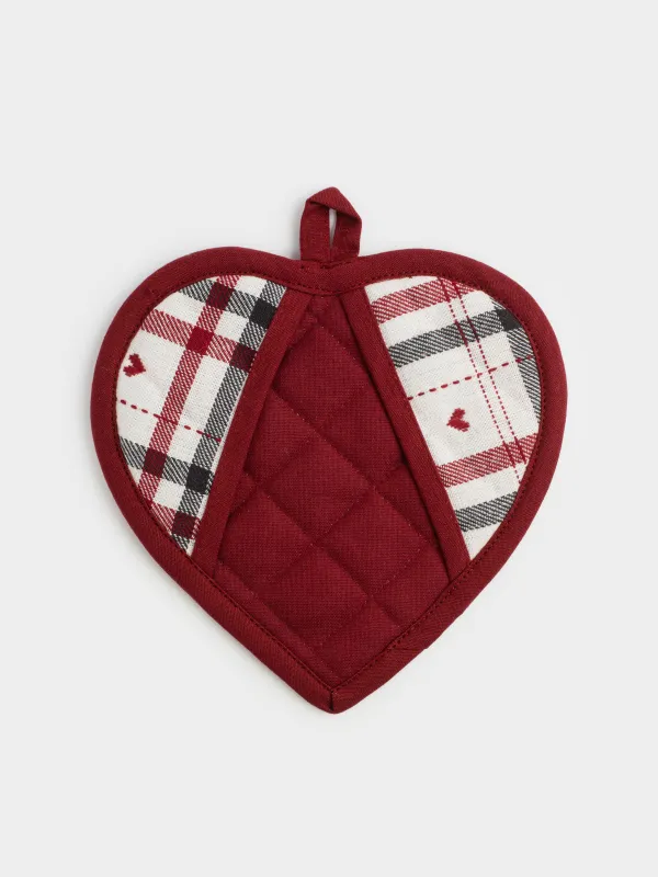 Ыдыс ұстағыш, 20х20 см, мақта, сүт түстес, торлы жүрек, Hazel heart, image-0