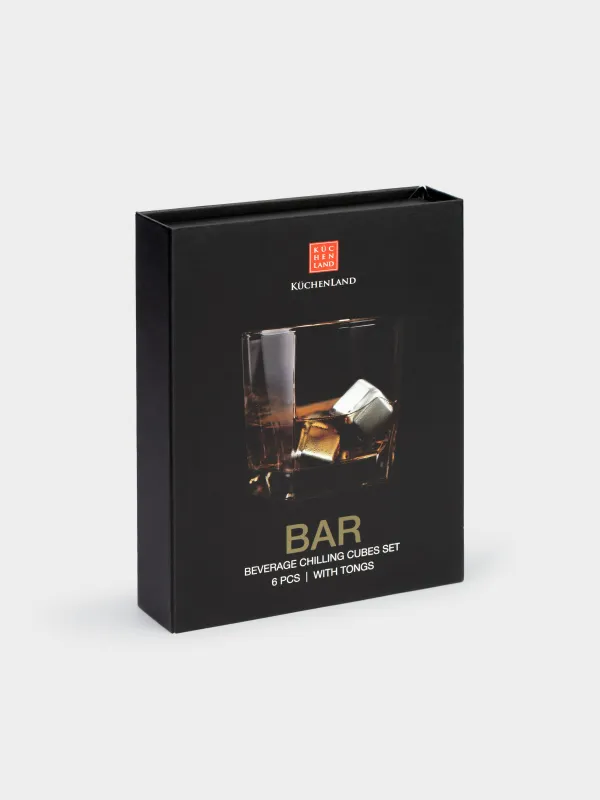 Набор кубиков для охлаждения напитков, 8 пр, с щипцами, сталь, BAR, image-6