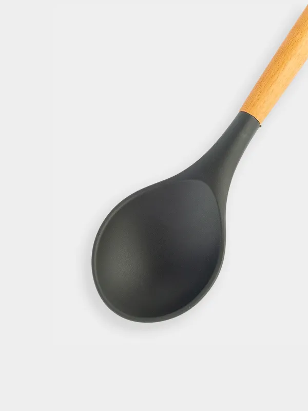 Сервис қасығы, 31 см, силикон/ағаш, сұр, Weekend, image-3