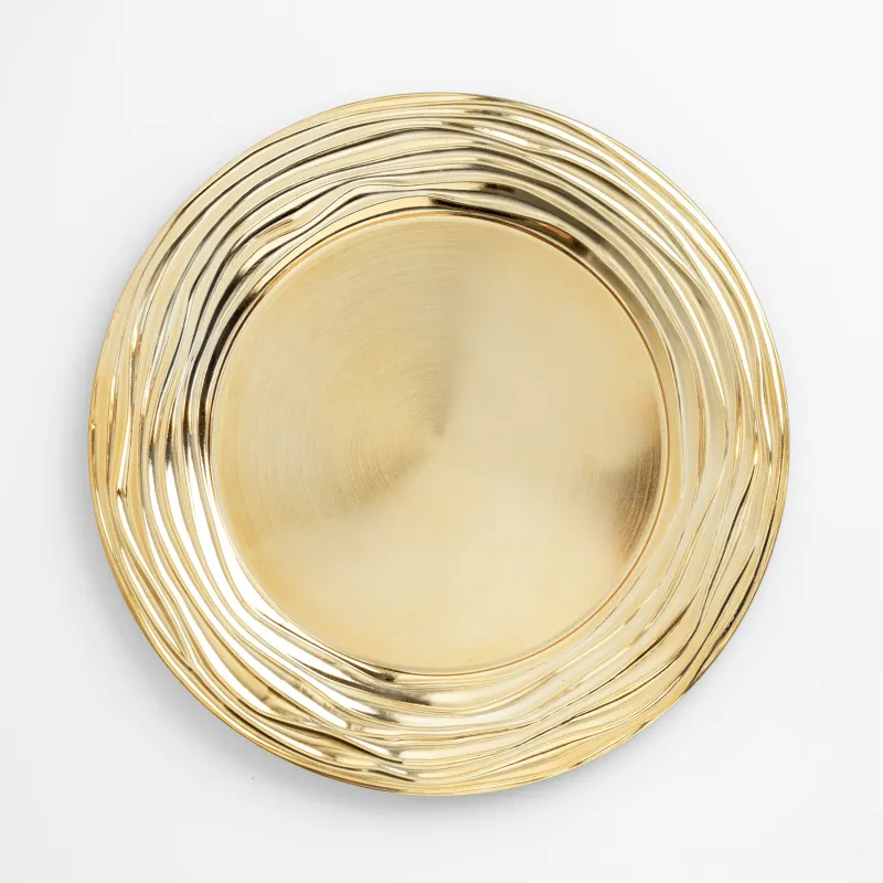 Сервистік тәрелке, 33 см, пластик, алтын, Толқындар, plastic wave