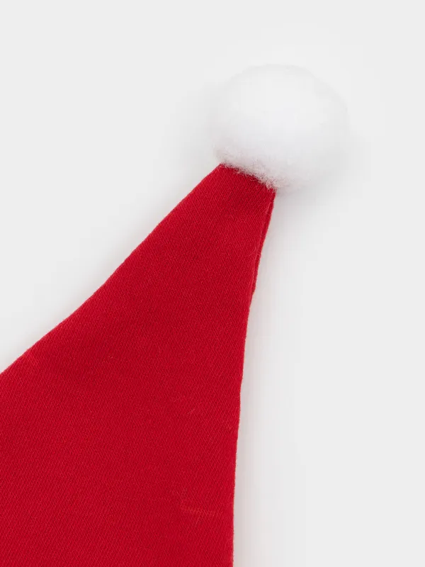 Жануарларға арналған карнавалдық жиынтық, 2 зат, жаға/қалпақ, полиэстер, қызыл, Аяз ата, Christmas pet, image-4