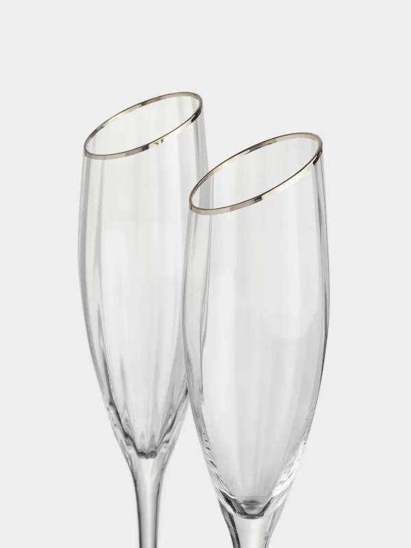 Шампан шарабына арналған бокал, 180 мл, 2 дана, шыны, алтын түстес жиегі бар, Charm R gold, image-2