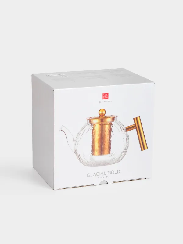 Чайник заварочный, 1,3 л, стекло Б/сталь, золотистый, Glacial gold, image-5