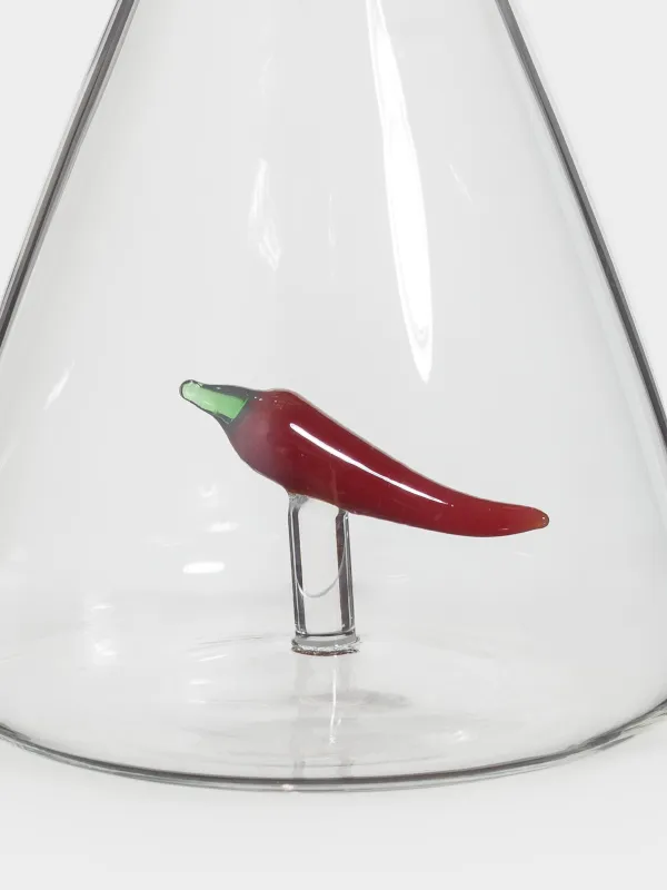 Май немесе сірке су бөтелкесі, 230 мл, диспенсері бар, шыны/силикон, Қызыл бұрыш, Shape, image-1