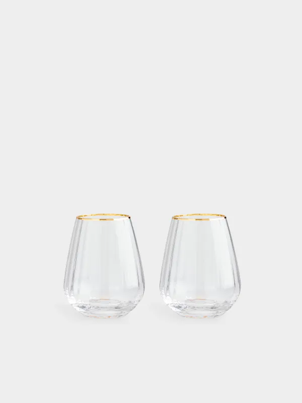 Стақан, 11 см, 250 мл, 2 дана, шыны, алтын жиектері бар, Glyfada, image-0