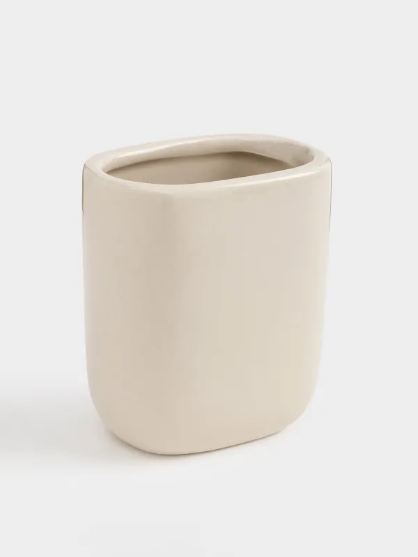 Жуынатын бөлмеге арналған стақан, 10 см, керамика, сарғылт-қоңыр, Nira, image-1