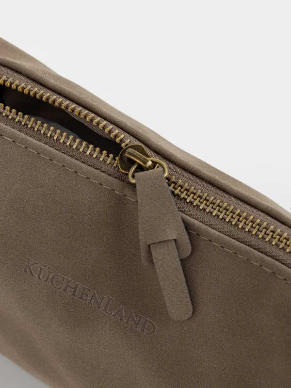 Косметикалық сөмке, 20х10 см, полиуретан, тікбұрышты, қою қоңыр, Krast, image-4