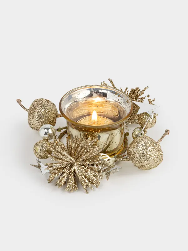 Шам ұстағыш, 11х7 см, шай шамына арналған, шамы бар, шампан, Алма, Apple garden, image-5