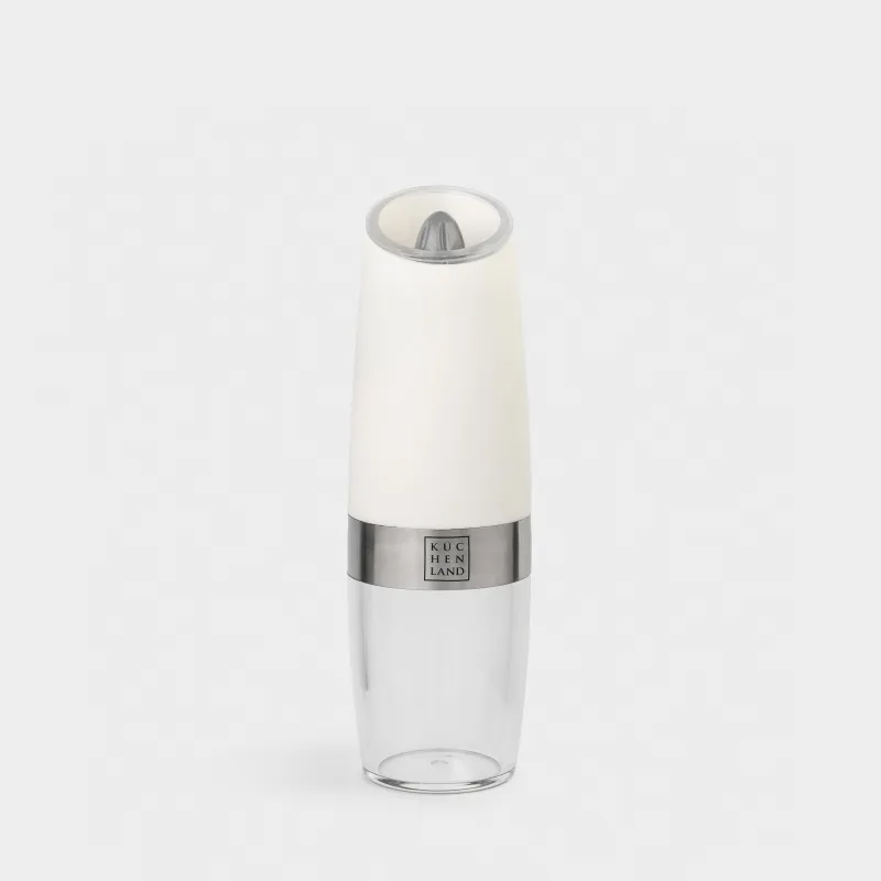 Мельница для специй, 20 см, гравитационная, пластик/акрил, LED W, белая, Spicy