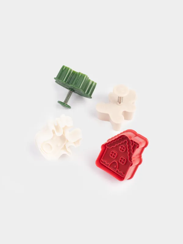 Набор для выпечки, 8 пр, лопатка/формы/штамп, силикон/сталь, зеленый, Новый год, Bakery color, image-2