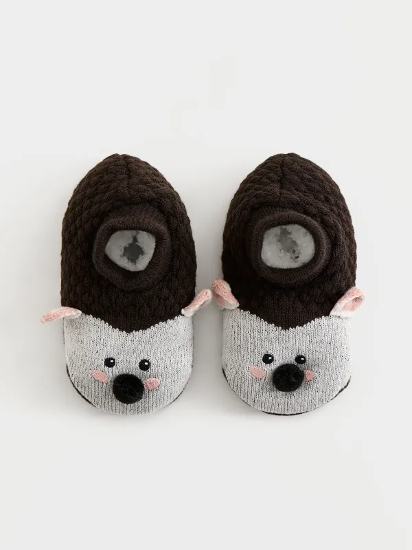 Балалар шұлықтары, үйге арналған, өлшемі 27-29, акрил/шерпа, қоңыр, Кірпі, Funny warm, image-0