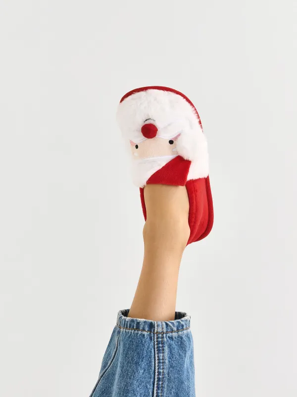 Тапочки детские, домашние, флис, красно-белые, Санта, Generous, image-7