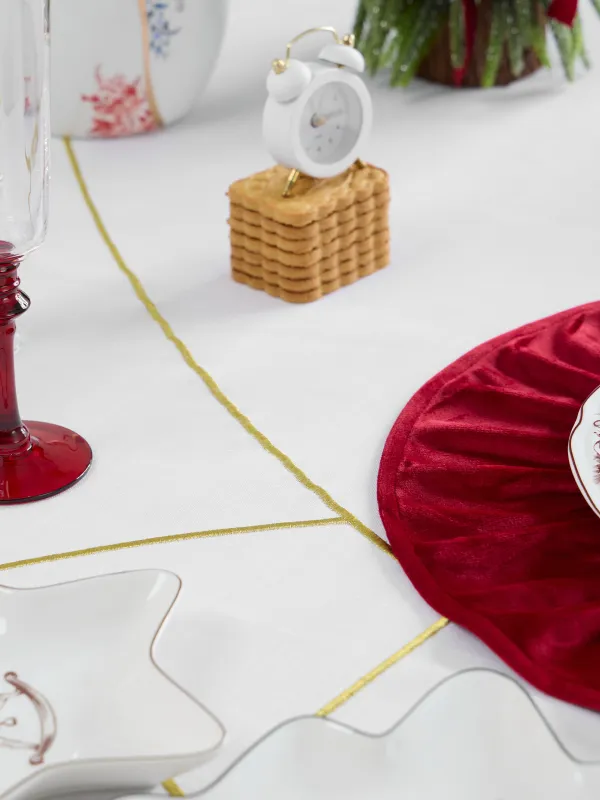 Скатерть, 160х160 см, полиэстер, белая, Золотистые линии, Revival gold, image-3
