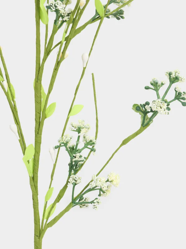 Ветка декоративная, 78 см, пластик/бумага, Белые соцветия, Meadow decor, image-3