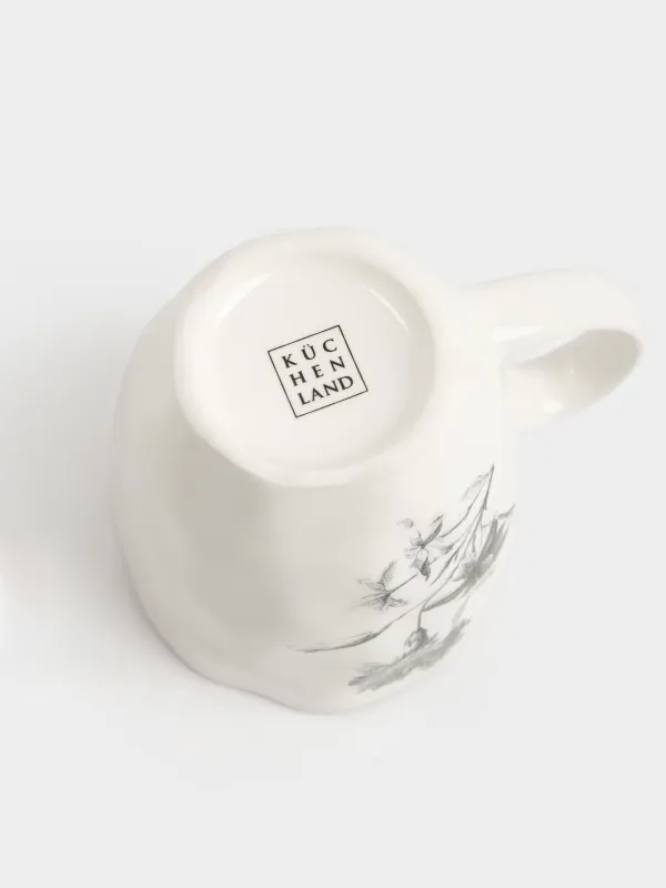 Кружка, 390 мл, керамика D, белая, Графичные цветы, Floria graphic, image-4