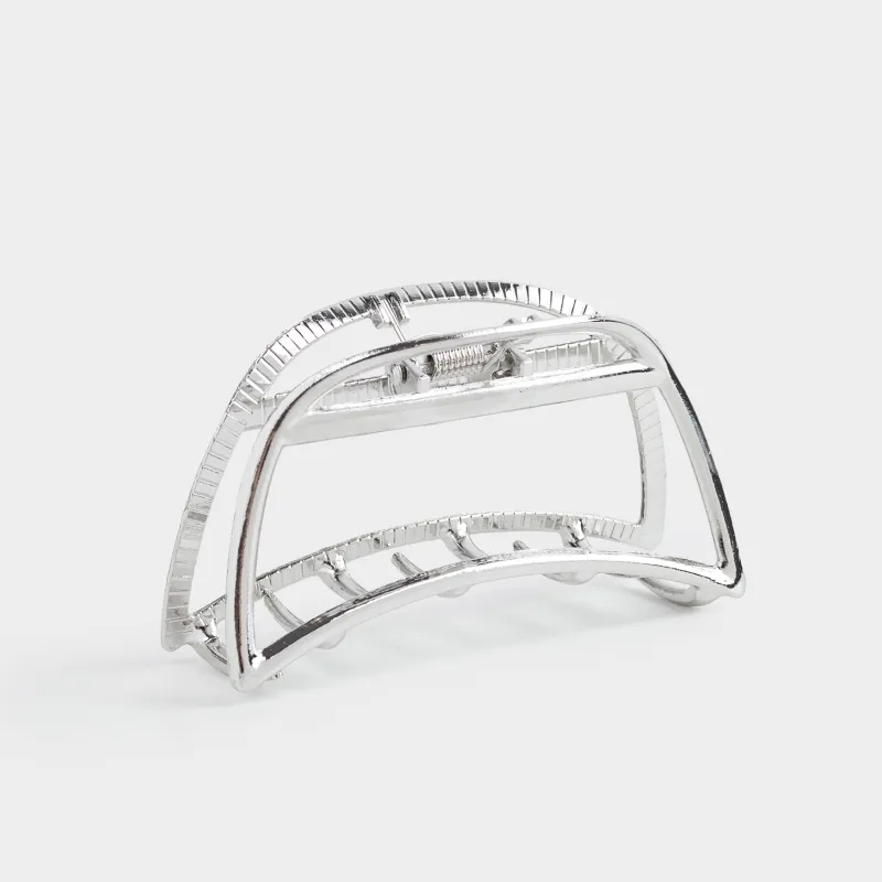 Заколка для волос, 7 см, металл, серебристая, Крабик, Fantastic