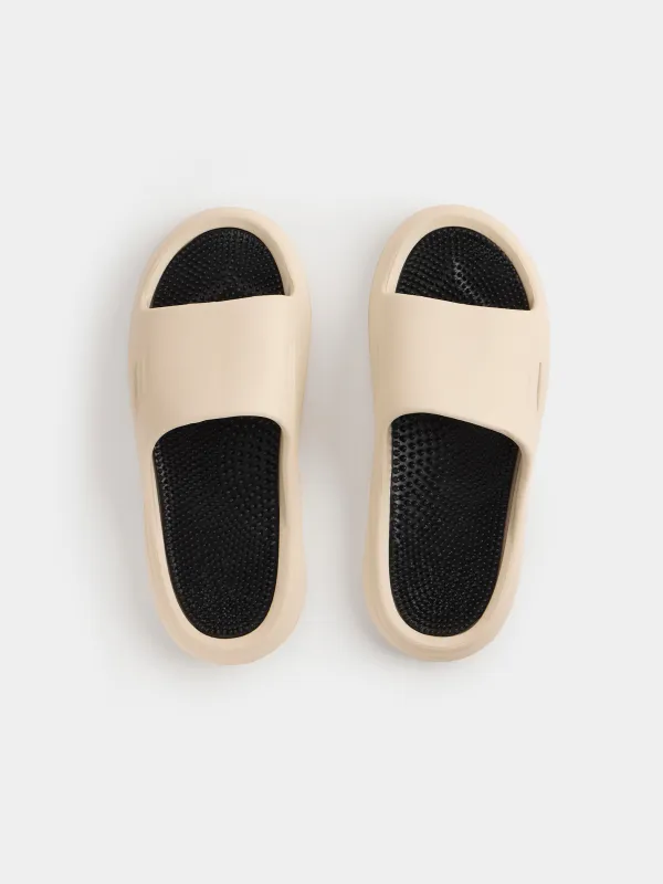 Ерлер тәпішкелері, өлшемі 42-43, EVA, сүт түстес және қара, Bouncy, image-1