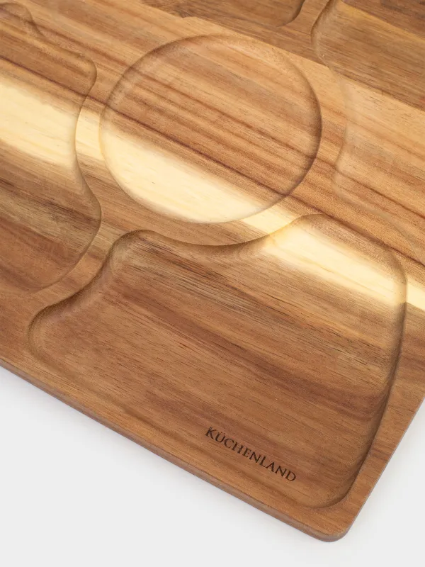 Менажница, 28 см, 5 бөлім, ағаш, шаршы, Noble tree, image-3