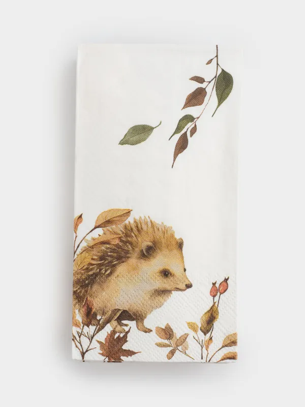 Салфетки бумажные, 33х33 см, 20 шт, Hedgehog in leaves, image-0