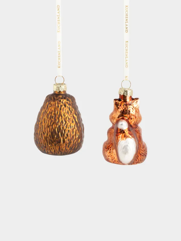 Набор елочных игрушек, 7 см, 2 шт, стекло, Новогодние звери, Figure christmas, image-1