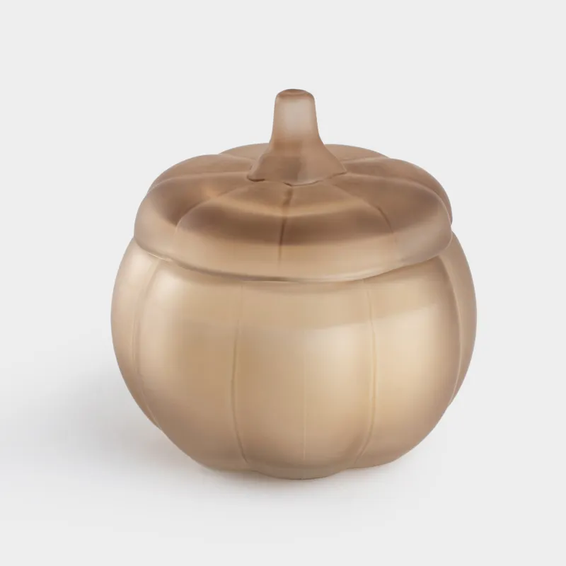 Свеча ароматическая, 8 см, в подсвечнике, с крышкой, стекло, Тыква, White musk warm vanilla, Pumpkin shape