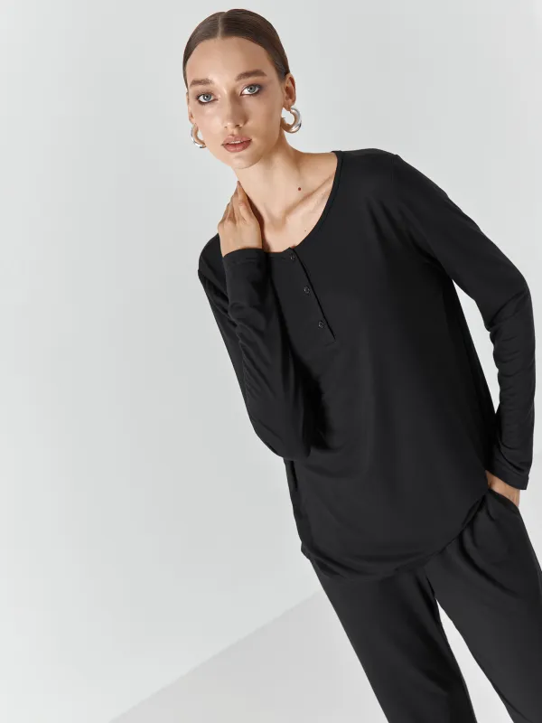 Лонгслив домашний, черный, Kelsey, image-6