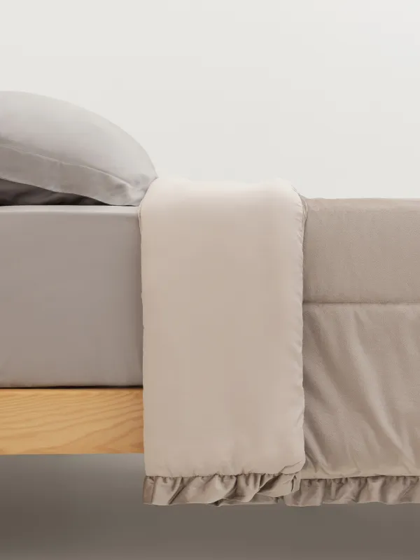 Төсек жапқыш, 220х240 см, сырылған, барқыт/микрофибра, мокко, желбіршектері бар, Stitch velvet, image-4