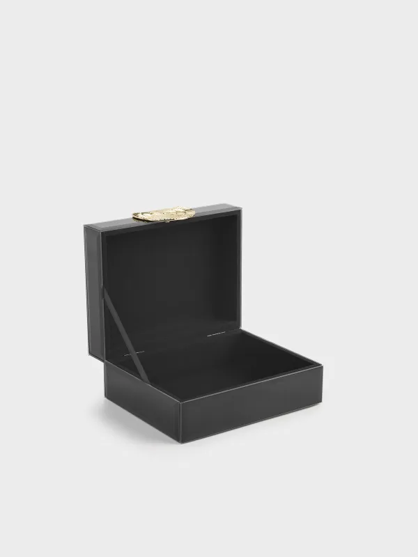 Зергерлік қорап, 18х14 см, шыны/металл, айна, қара, Glossy black, image-2