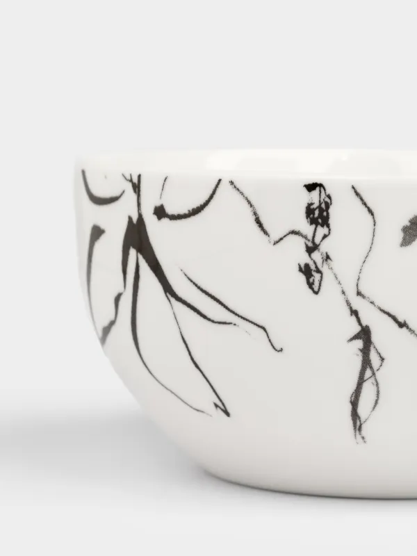 Кесе, 14х8 см, 620 мл, 2 дана, фарфор Р, ақ, Силуэтті гүлдер, Silhouette flowers, image-5