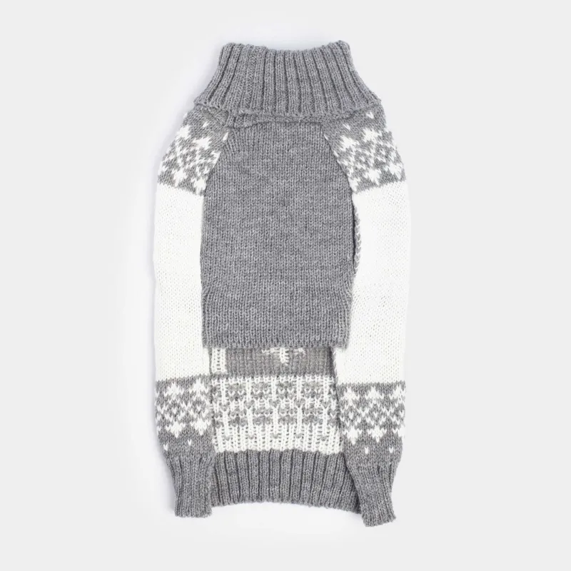 Жануарлар свитері, 38 см, өлшемі M, акрил, сұр-ақ, Бұғы, Fashion pet