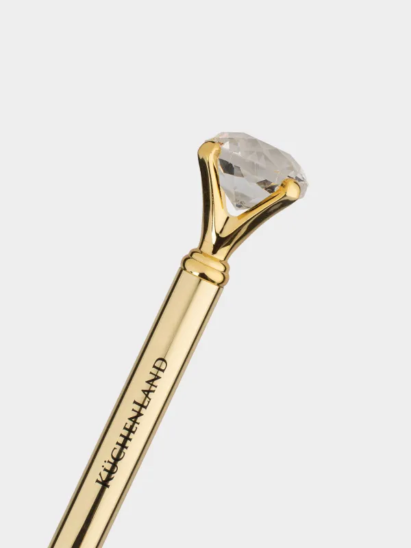 Шарикті қалам, 14 см, мүсіншесі бар, болат, алтын, Хрусталь, Draw figure, image-2