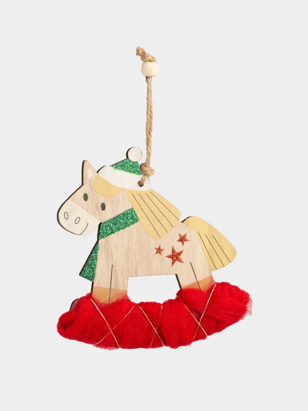 Шырша ойыншығы, 11 см, ағаш/полиэстер, жылтырақтары бар, Тербелетін ат, Figure wood, image-0