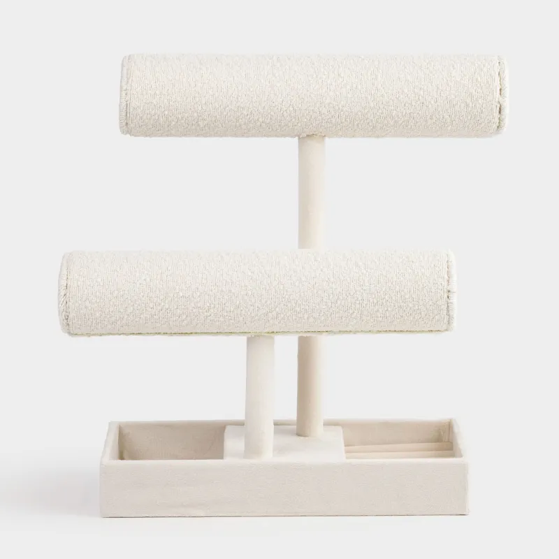 Сағаттар мен зергерлік бұйымдарға арналған ұстағыш, 24х28 см, букле/металл, сүт түстес, Boucle, image-0