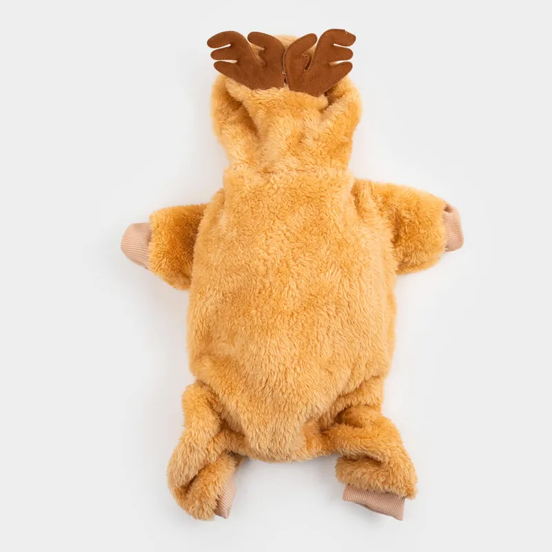 Жануарларға арналған комбинезон, 30 см, өлшемі S/M, полиэстер, сарғылт-қоңыр, Бұғы, Christmas pet, image-4