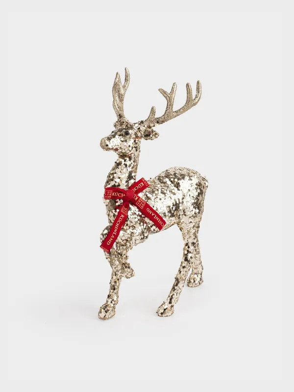 Мүсінше, 31 см, пластик, шампан, Қою қызыл бантигі бар бұғы, Deer sparks, image-0