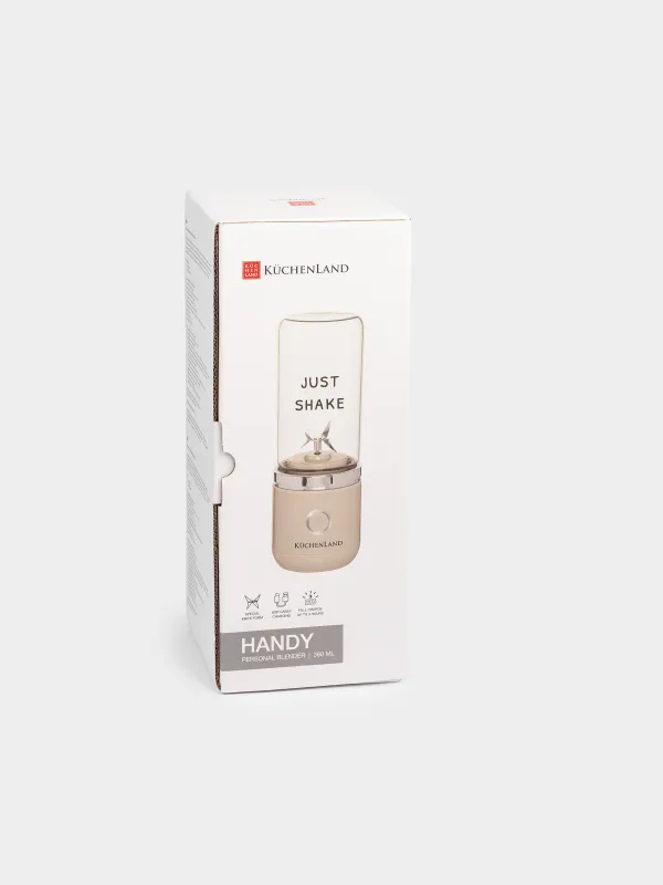 Жеке блендер, 380 мл, 67 Вт, портативті, қайта қуаттандырылады, шыны/пластик, мокко, Handy, image-10